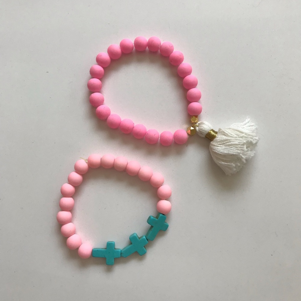 PINK BEADED (hand-made) BRACELETS